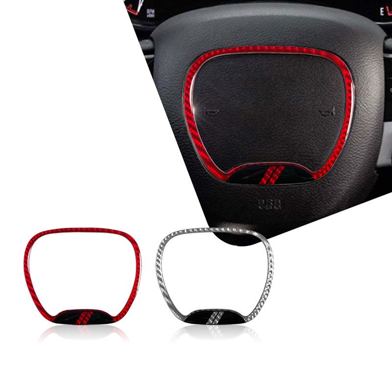 For Dodge Challenger Charger Ram 1500 Decor Carbon Fiber Steering Wheel Center Ring Trim Cover Sticker Interior Accessories U111