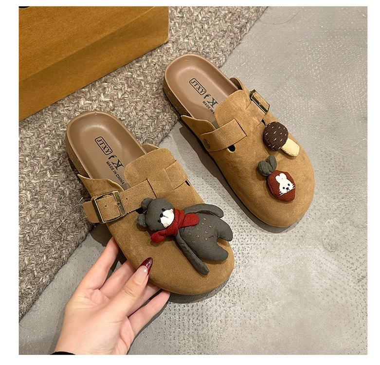 

[Youshilai] Flat-bottomed bag head and half slippers for women s 2025 spring new outer wear cartoon cute Birkentow 40