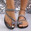 Rhinestone Butterfly Cover Toe Cool Slippers Female Summer Flat-bottomed Fairy with Skirt Pinch Two Wear Sandals Outside the Beach
