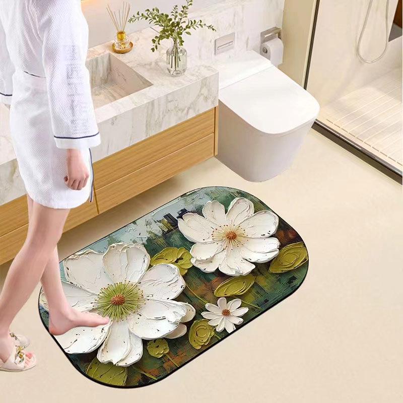 Soft, Non-Slip Daisy Diatom Mud Bathroom Mat - Quick-Dry & Thick Water-Absorbent Floor Mat