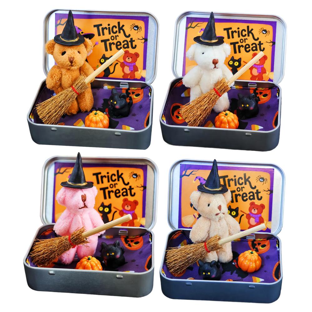 Handmade Cute Witch Teddy Bear In Box Emotional Support Inspirational Gifts Thoughtful Desk Accessories for Friends