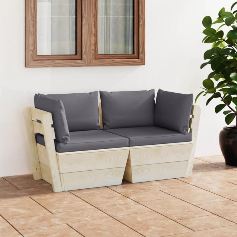 Day and Night - Day and Night 2-seater Garden Pallet Sofa with Fir Wood Cushions