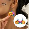 Sweet Cool Party Jewelry 1 Pair Halloween Earrings for Women, Colorful Pumpkin Dangle Non-fading Scratch-resistant Drop Earrings, Acrylic Gifts