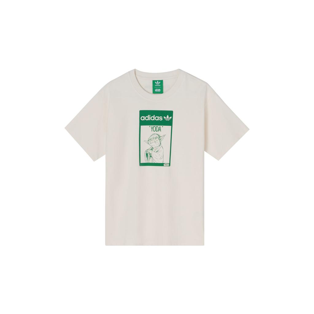 adidas Oryginalna koszulka sportowa Star Wars z motywem Yody, o luźnym kroju, z okrągłym dekoltem i krótkim rękawem, unisex, góra, off-white GP3461