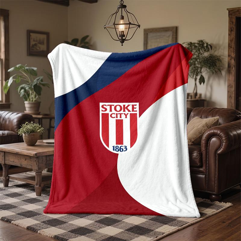 Stoke City Football Print Flannel Blanket Soft Warm Sofa Bed Throw Blanket For Home Office Bedroom