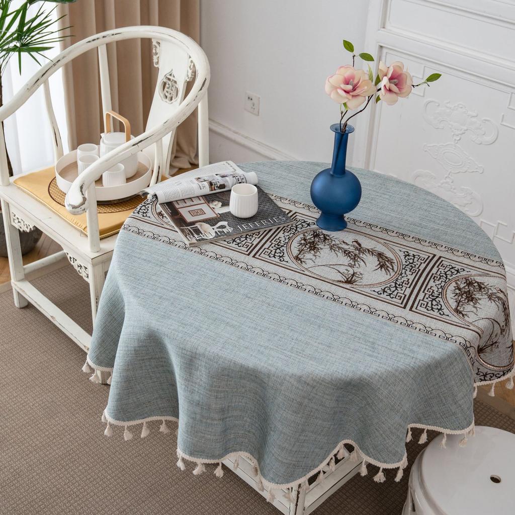 Nappe Style Japonais Coton et Lin Petit Frais Littéraire Table Ronde Table Basse Table à Manger Tissu Rectangle