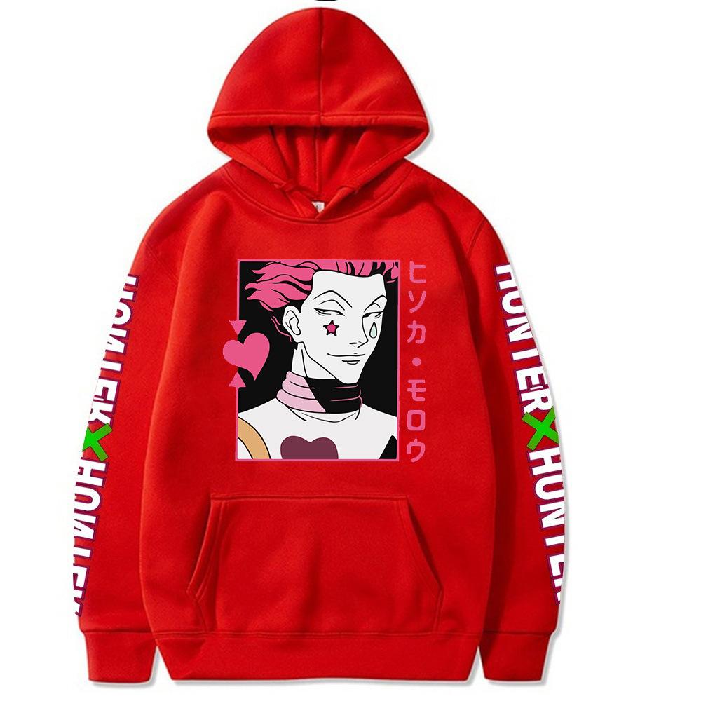 Fashion Women Japanese Anime Hunter X Hunter Hisoka Print Hoodie Long Sleeve Drawstring Sweatshirt Unisex Pullover Top