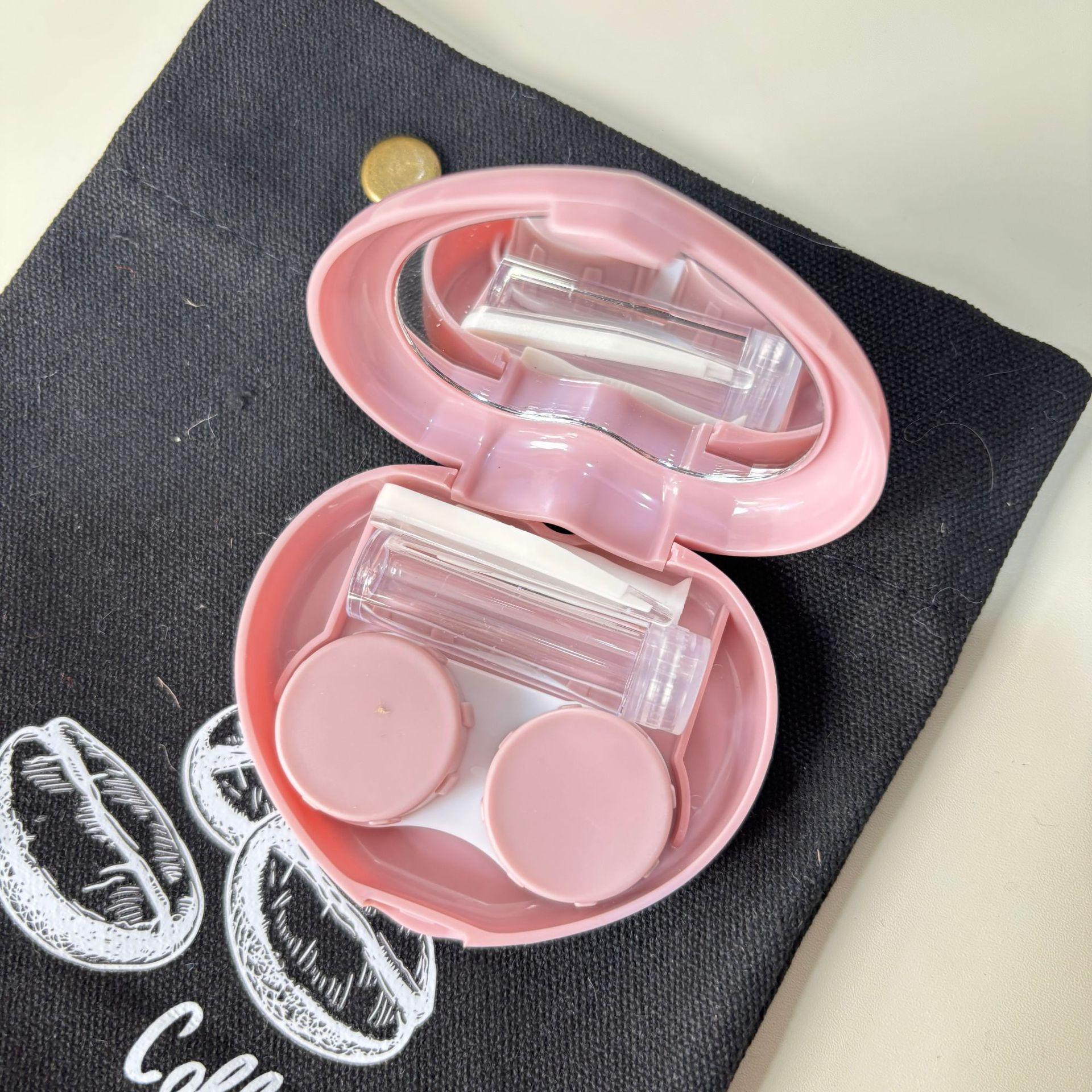 Compact Heart-Shaped Contact Lens Case with Mirror 2cm