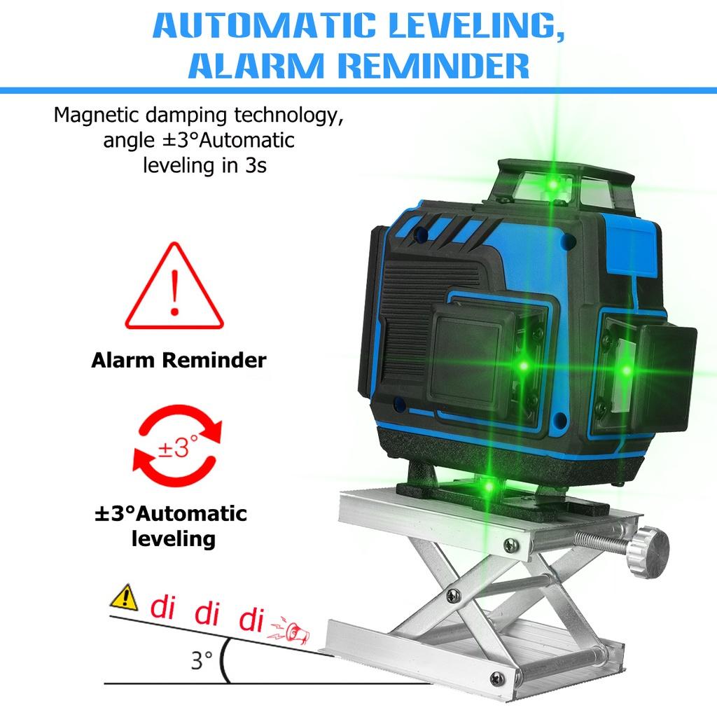 16 Linien 4D-Laser-Wasserwaage, selbstnivellierend, 360 horizontal und vertikal, kreuzweise, superleistungsstark, grüner Laser-Wasserwaage, APP/Bluetooth