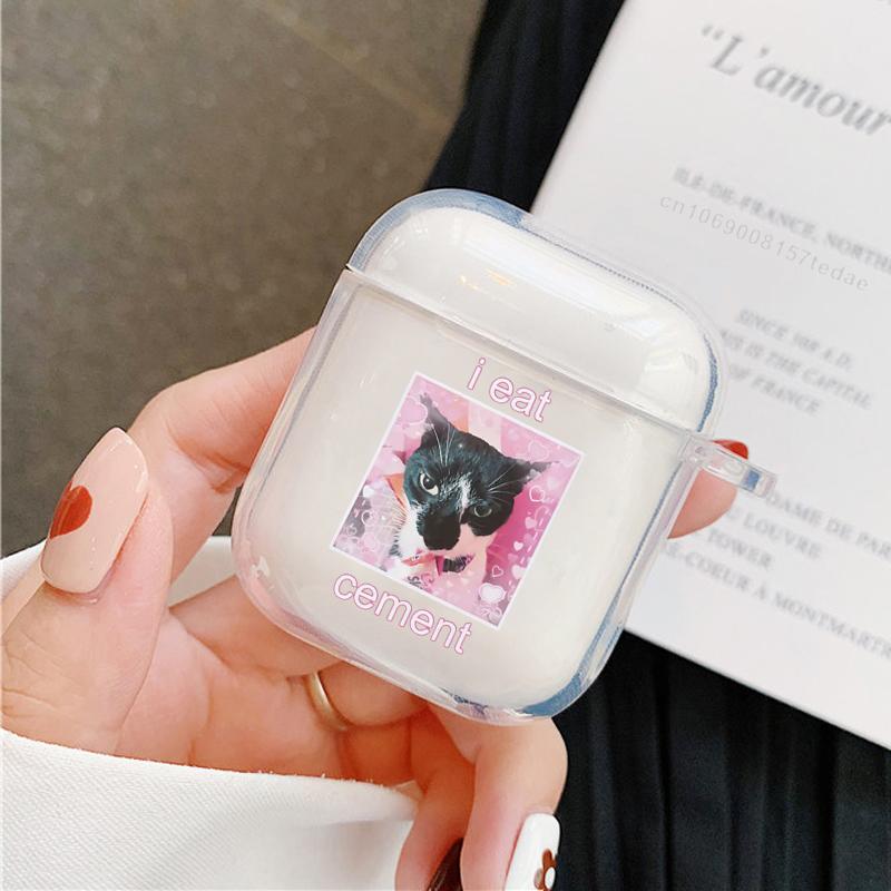Cool Funny Cat for AirPods 4 2024 Cases Clear Wireless Bluetooth Earphone Case for Apple Airpods 1 2 3 Pro 2 Protective Cover