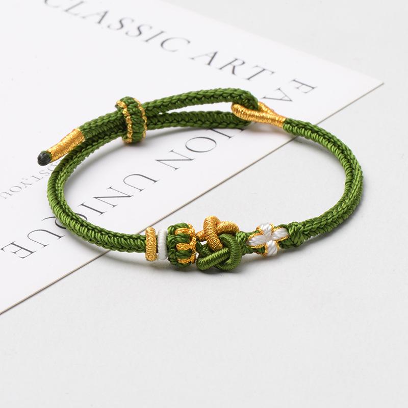 Handmade Red Rope Bracelet with Gold Pendant - DIY Semi-Finished Concentric Knot for Couples
