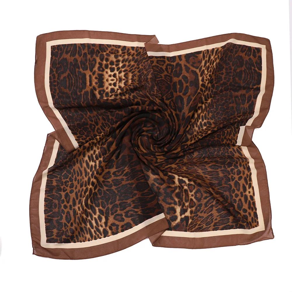 New Design Leopard Print Square Scarf Hijab Voile Large Shawl Hijabs For Women Muslim Fashion Scarf Headwraps Turban Ramadan