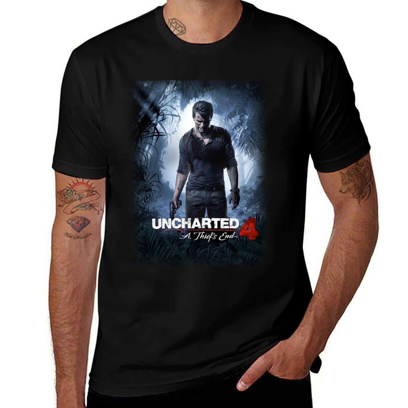 

Uncharted 4 T-shirt T-Shirt black cotton t-shirt plain for man package cotton tshirt 100% man t shirt designer 3XL