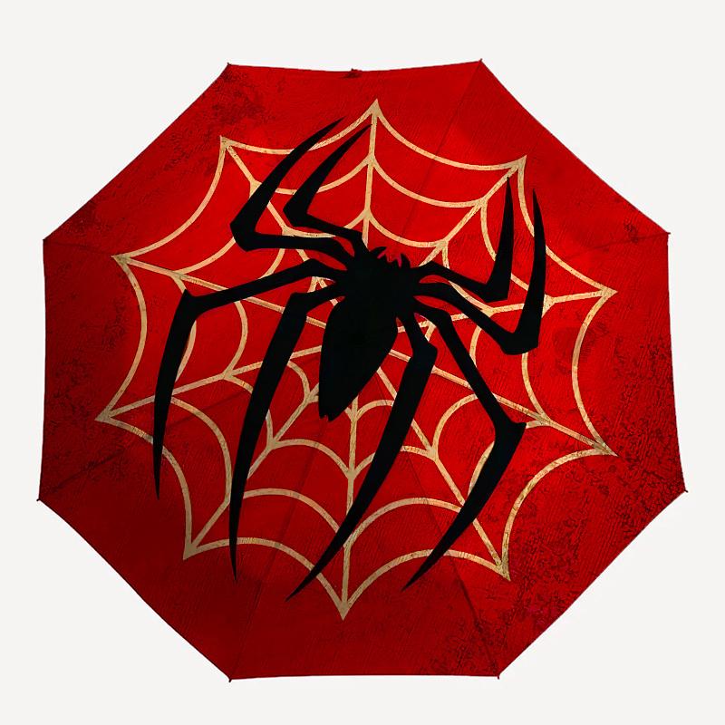 Spider-Man Web Logo Circular Wall Art Print Umbrella, Cute Umbrella with Cute Design, Portable 3-Fold Compact Umbrella for Men & Women, Valentine's Da