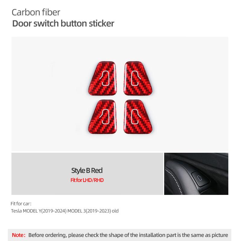 For Tesla Model Y 2019-2026 Juniper Model 3 Highland 2026 Carbon Fiber Car Interior Door Switch Button Trim Stickers Accessories