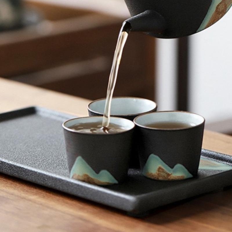Håndtegnet fjellform tekkopp Retro keramisk tekopp Kung Fu tesett Kaffekopp Liten vannkopp Porselen teservise
