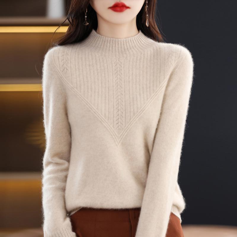 Women's 2023 New Fashion Wool Sweater - Spring & Autumn Solid Color Loose Knitwear