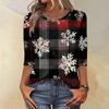 Women's Fashion Casual Christmas Tree Printed Round Neck Three-Quarter Sleeve T-Shirt Top