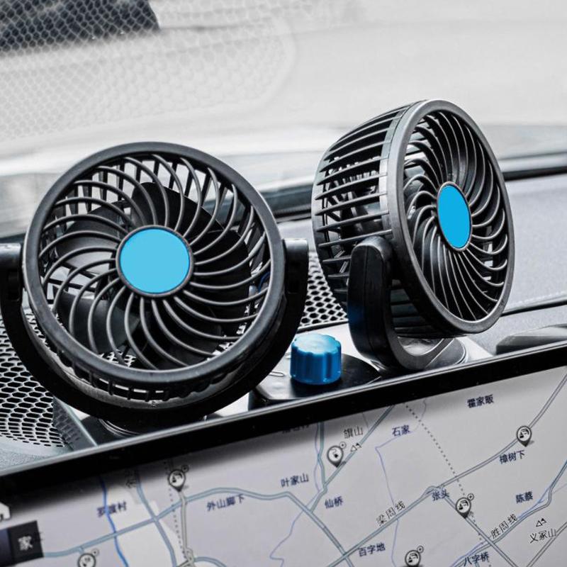 Car Fan 360° Adjustable 2 Head Air Fan Automotive Electric Fan Usb/12V/24V Fan 2 Speeds Car Silent Fan For Home Desk Office&Car