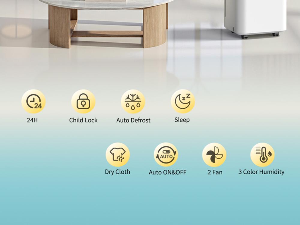 Deumidificatore Portatile HUMILABS OL12-BD031A, Capacità di Deumidificazione 12L, 3 Modalità, Scarico Automatico/Manuale, Timer 24 Ore, Basso Rumore