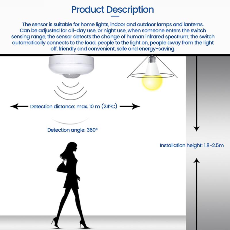 AC 85-265V Intelligent Human Infrared Sensor Switch Ceiling Mini Sensor 802 Ceiling Sensor Switch
