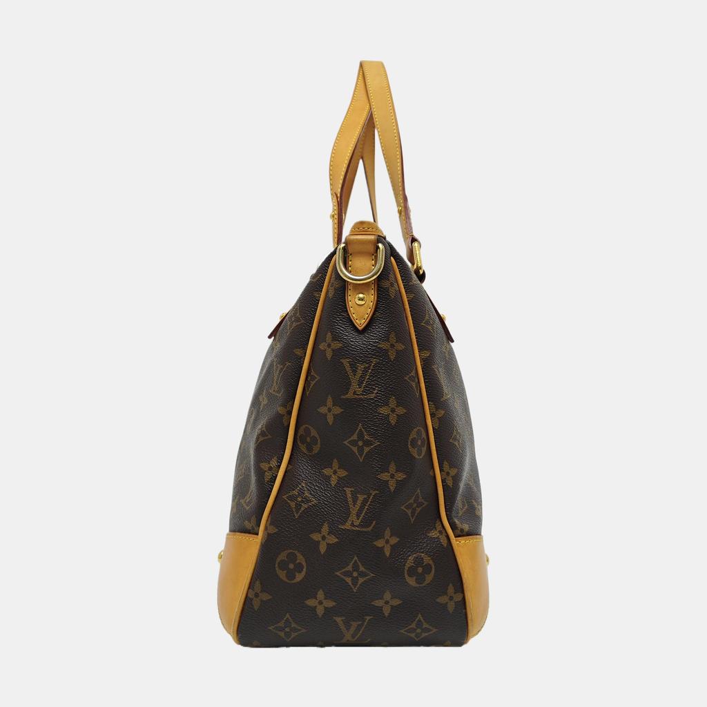 [Pre-Owned] Estrela Large Brown Coated Canvas Monogram Crossbody Handbag Shoulder Bag With Gold Hardware And Detachable Strap - Fair #ILSL7W