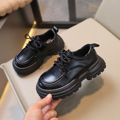 Korean Casual New Children's Leather Shoes Boys Neutral Versatile Black Performance Shoes