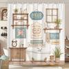 1pc Shower Curtain - Rustic Bathroom Scene with Shelves, Signs, and Vintage Decor Waterproof