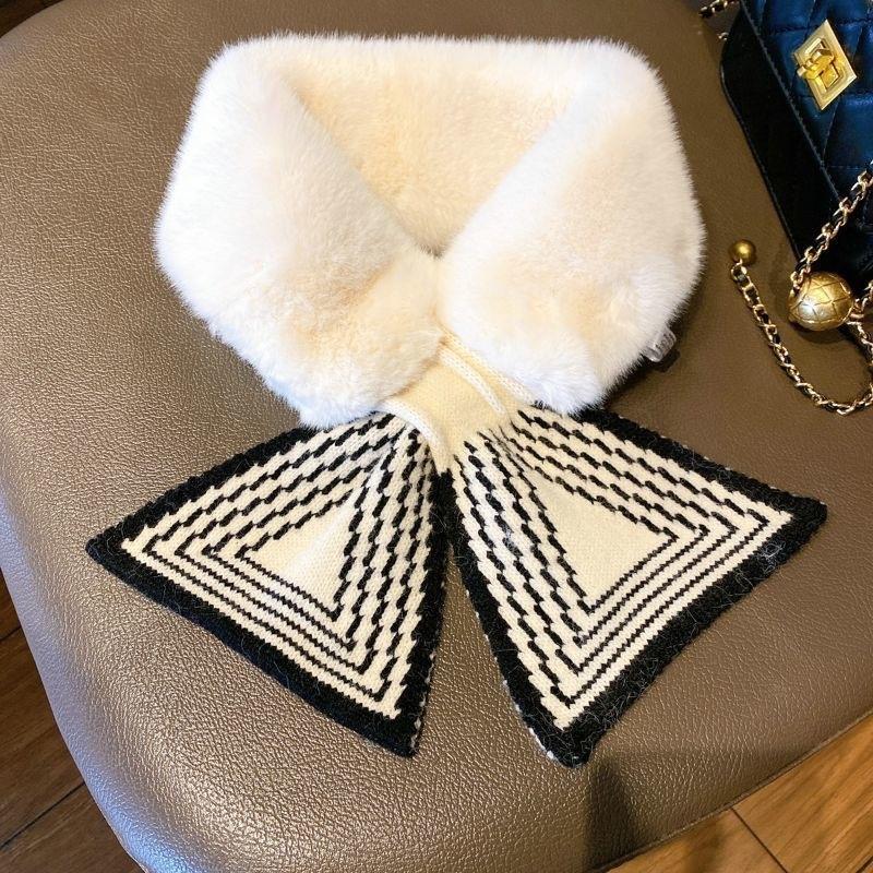 New Autumn and Winter Rabbit Fur Scarf Women's All-match Korean Style Thickened Cute Warm Neck Protection Plush Windproof Scarf