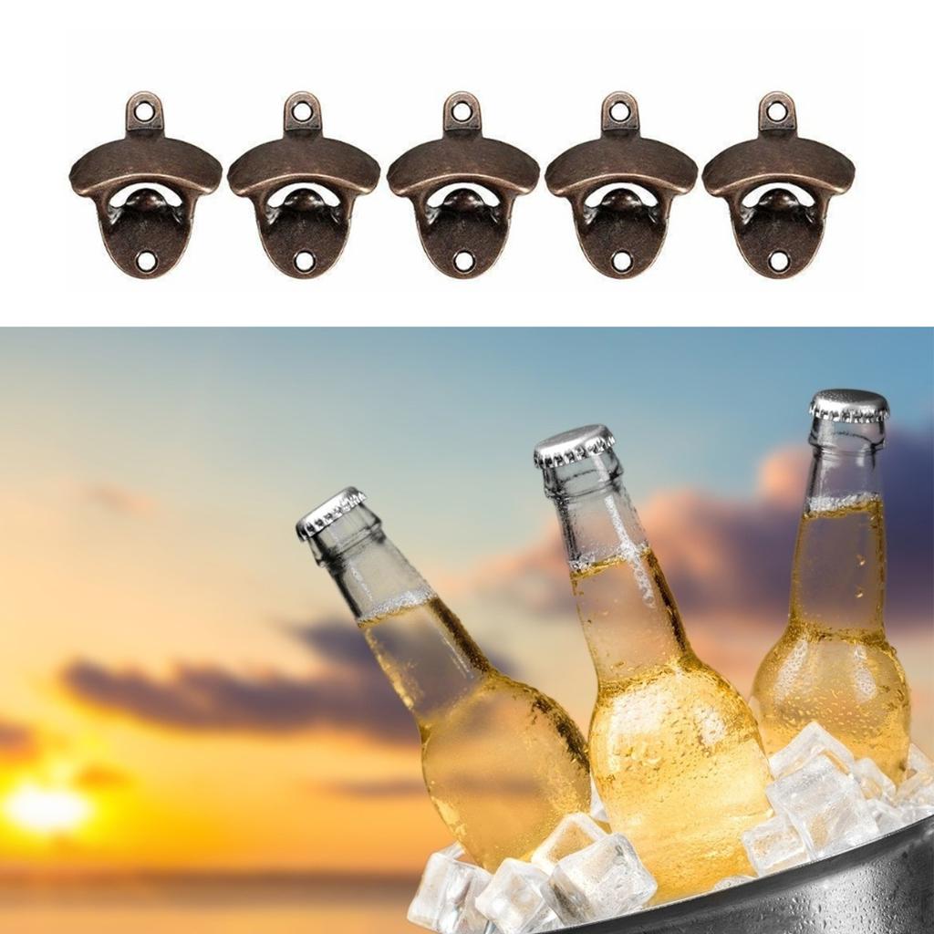 10 Pcs Wall Mount Bottle Opener Vintage Style Rustic Strong Durable Metal Beer Cap Opener for Bar