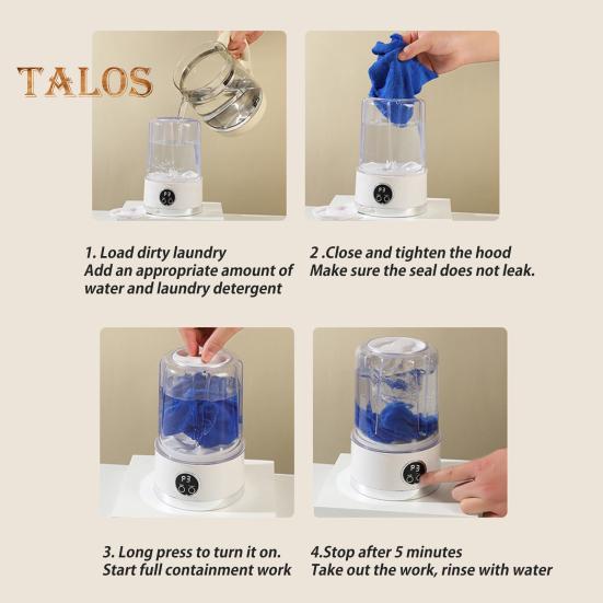 Mașină de spălat lenjerie intimă Mini mașină de spălat fără fir Afișaj digital Ușor de operat Reîncărcabilă Mașină de spălat haine mici Mașină de spălat rufe