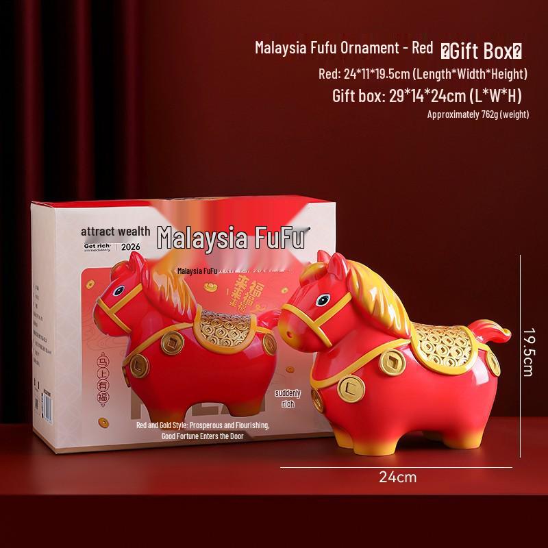 Guochao Jahr des Pferdes Tierkreiszeichen Schmuck - Glückstasche Schreibtischdekoration & Kreatives Neujahrs Souvenir zur Reichtumsanziehung.
