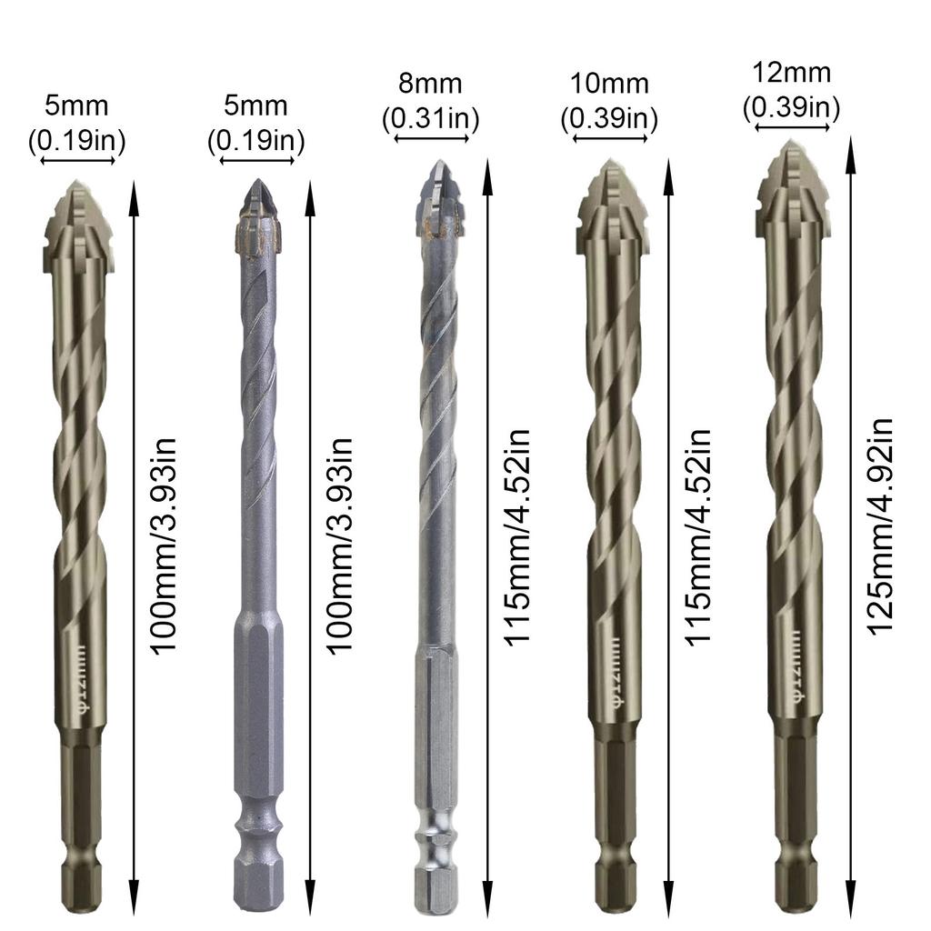 Burghiu elicoidal excentric cu patru caneluri, dinți de ferăstrău, pentru găuri de precizie în lemn, plastic, metal, faianță, marmură, ceramică