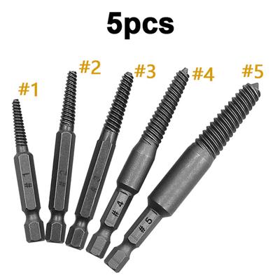 5x/Set extractor de șuruburi cu tijă hexagonală Set practic de extractor de șuruburi cu caneluri spiralate, ușor de scos, extractor de șurubelnițe sparte