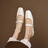 French Casual Women's Single Shoes Retro Mary Jane Shoes Spring and Summer New Versatile Light Mouth Leather Shoes Flat Heel Square Head Commuting