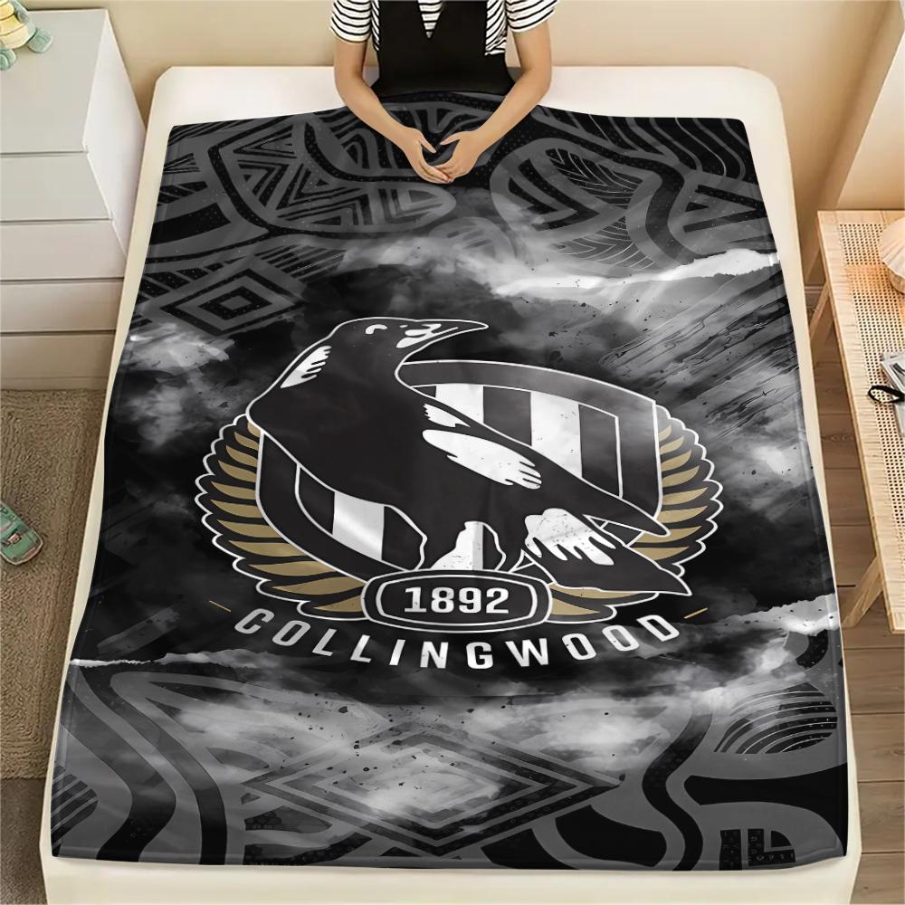 1PC Collingwood Football Club Print Flannel Blanket, High quality All Seasons, Home Decor, Warmth and Comfort, Perfect for Christmas Gifts