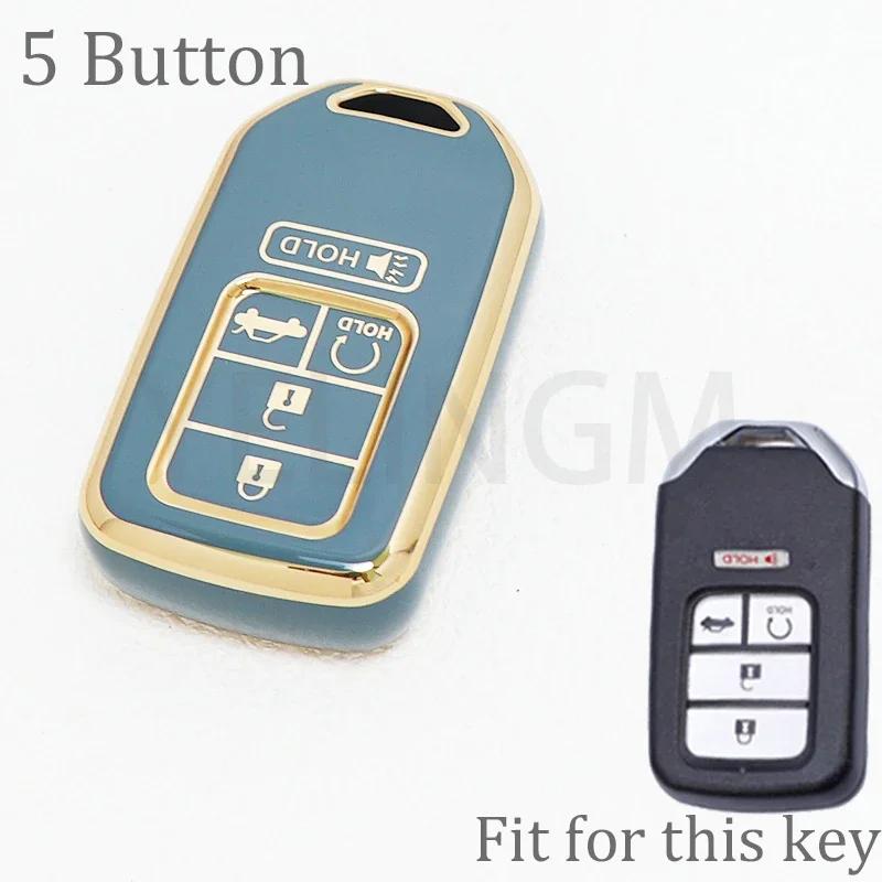 5 Buttons Tpu Key Fob Cover For Honda Accord Civic Cr-V Insight Passport Pilot Smart Remote Keyless