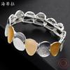 Color painting oil geometric oval elastic bracelet, fashionable and high-end women's versatile alloy bracelet