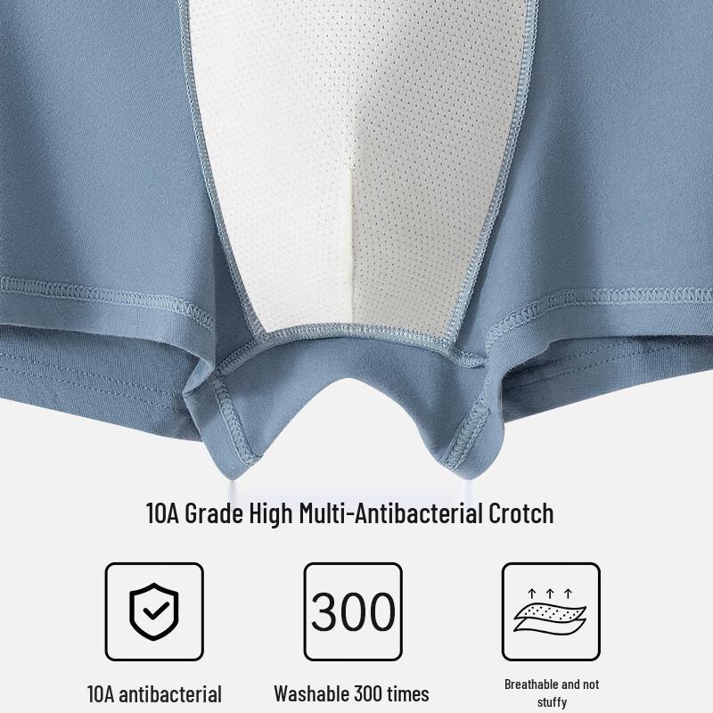 MaoRen Men's 4-Pack Pure Cotton Boxer Briefs with Mulberry Silk Crotch