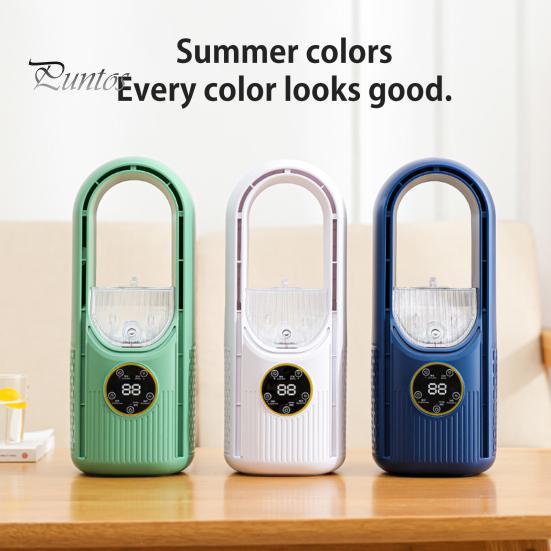 6 Hız Modlu Kanatsız Masaüstü Vantilatör Güçlü Hava Akışı Kompakt Tasarım Taşınabilir Şarj Edilebilir Sessiz Soğutma Sprey Vantilatörü