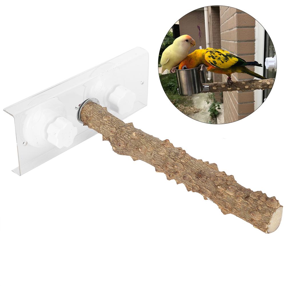 25CM Parrots Outdoor Portable Wood Standing Rod Pet Bird Shower Perch with Suction Cup