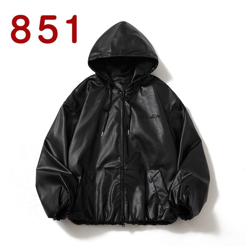 Mens Oversized Hooded Faux Leather Jacket Winter Warm Casual Streetwear Vintage Style