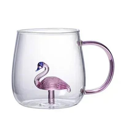 Cartoon Animal Shape Glass Home Cute High Borosilicate Glass Single Layer Cup Living Room with Guests Juice Cold Drink Cup Gift