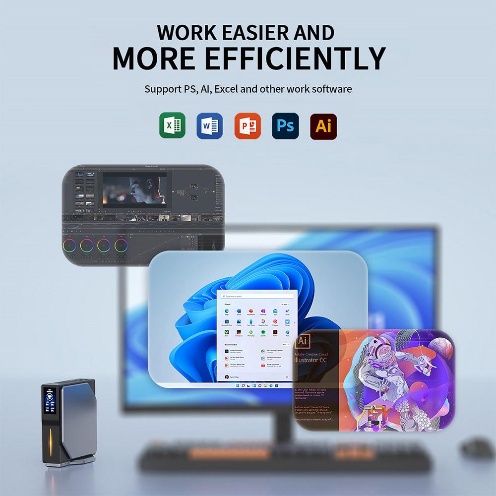 Mini PC FIREBAT S1, Intel N100 4 Nuclee Max 3,4 GHz, 16 GB RAM 512 GB SSD, 2*HDMI Afișaj Dublu Ecran, WiFi 5 Bluetooth 4.2