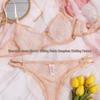 Ultra-dünne Polka-Dot-Netz-Dessous: Französisches Spitzen Push-Up BH & Höschen Set, Mehrfarbig.