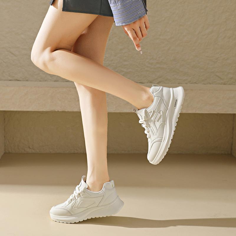 Fashion CRLAYDK Fashion Women's Leather Sneakers Casual Tennis Comfortable Platform Shoes Walking Footwear Ladies Sports Trainers