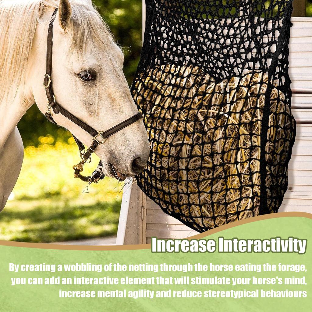 Hay Net Polyester Wear Resistant Hay Bag Durable Horse Care Products Hanging Hay Feeder Bag with 2 Hooks for Stall Trailer Wall