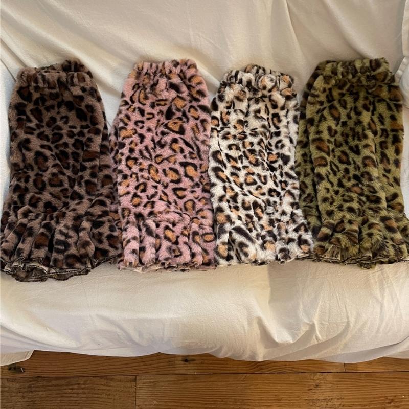 Leopard Leg Warmers Japanese JK Lolita Socks Fur Sets Ankle Winter Leg Warmers