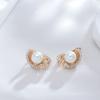 New Round Pearl Dangle Earrings For Women  Rose Gold Color Flower Ethnic Bride Earrings Lovely Fashion Daily Jewelry
