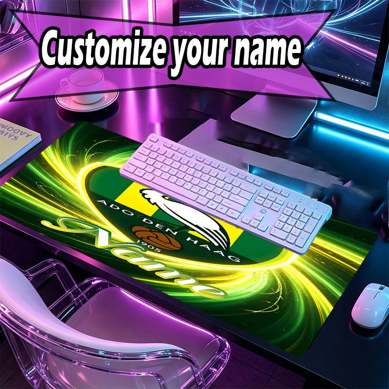 Custom Name Personalized ADO Den Haag Pattern Mousepad, Laptop PC Desk Mat, Decorative Desk Mat for Home Keyboard Pad Gift